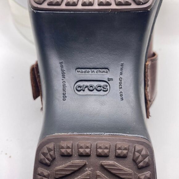 CROCS Women's 10 Brown Cobbler Buckle
Clog Mules Shoes Leather Sandals - Picture 11 of 11